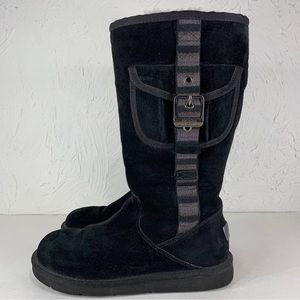 UGG Australia Women's 1895 Retro Cargo Tall Zip Black Sheepskin Boots Size 6